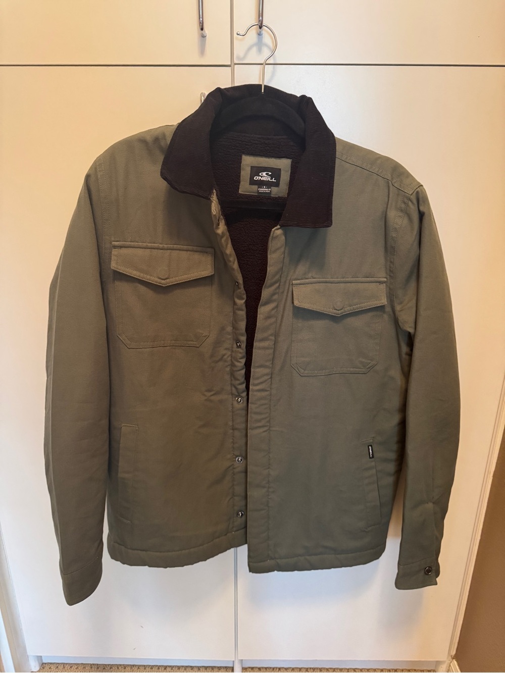 Men's O’Neil Green Casual Jacket with Corduroy Collar